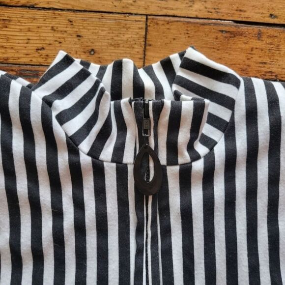 J.B. Wright Ltd. Petites Vintage Vertical Stripe Quarter Zip Midi Dress Size 7/8 - Picture 2 of 10
